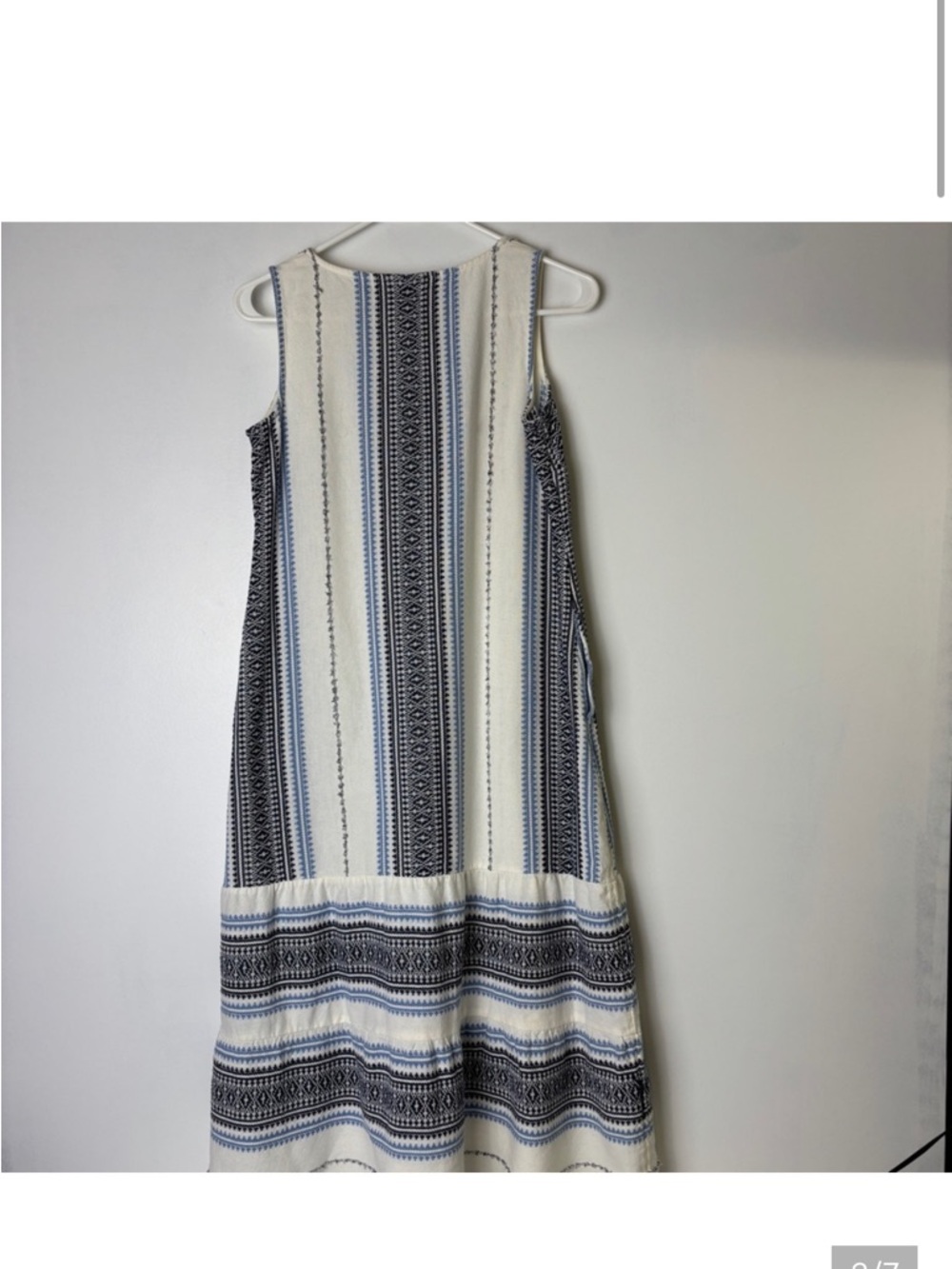J. Jill Cream Dress with Blue & Black Vertical Stripes - Picture 4 of 8